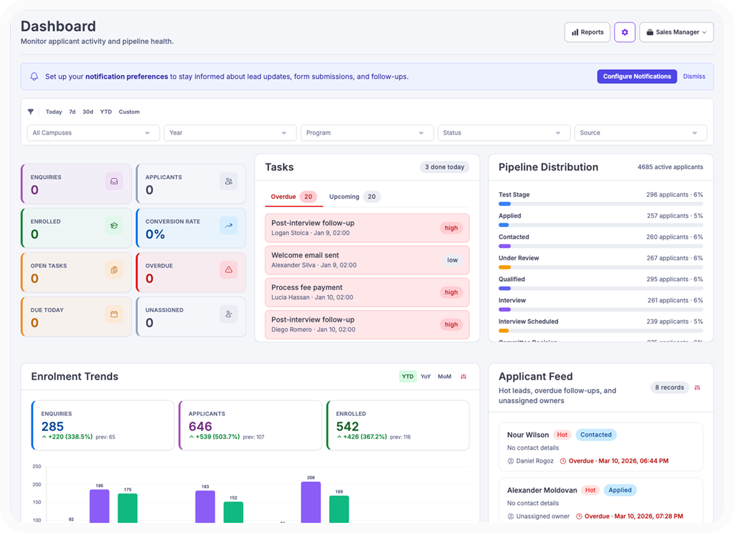 admissions CRM for international schools